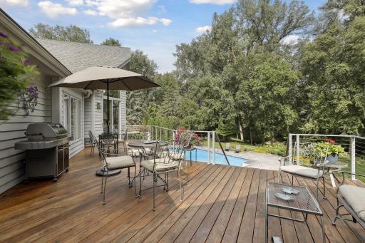 Red Wood Deck off of the 4-Season Porch, and Living Room