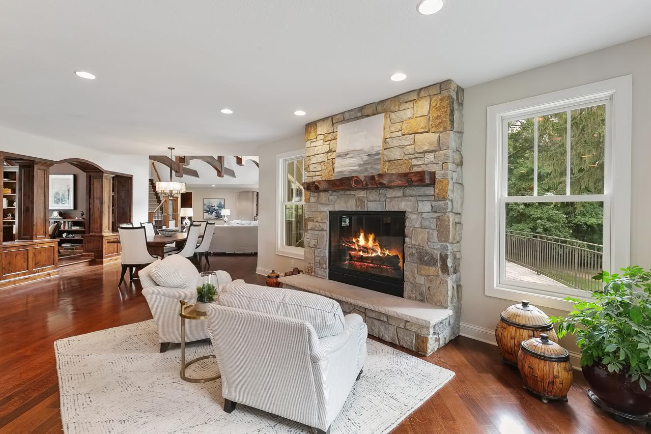 Hearth area adjacent to kitchen