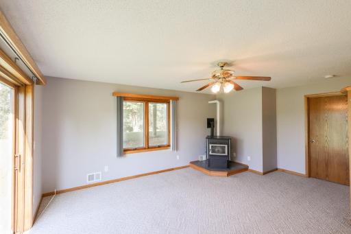 Family room with pellet stove