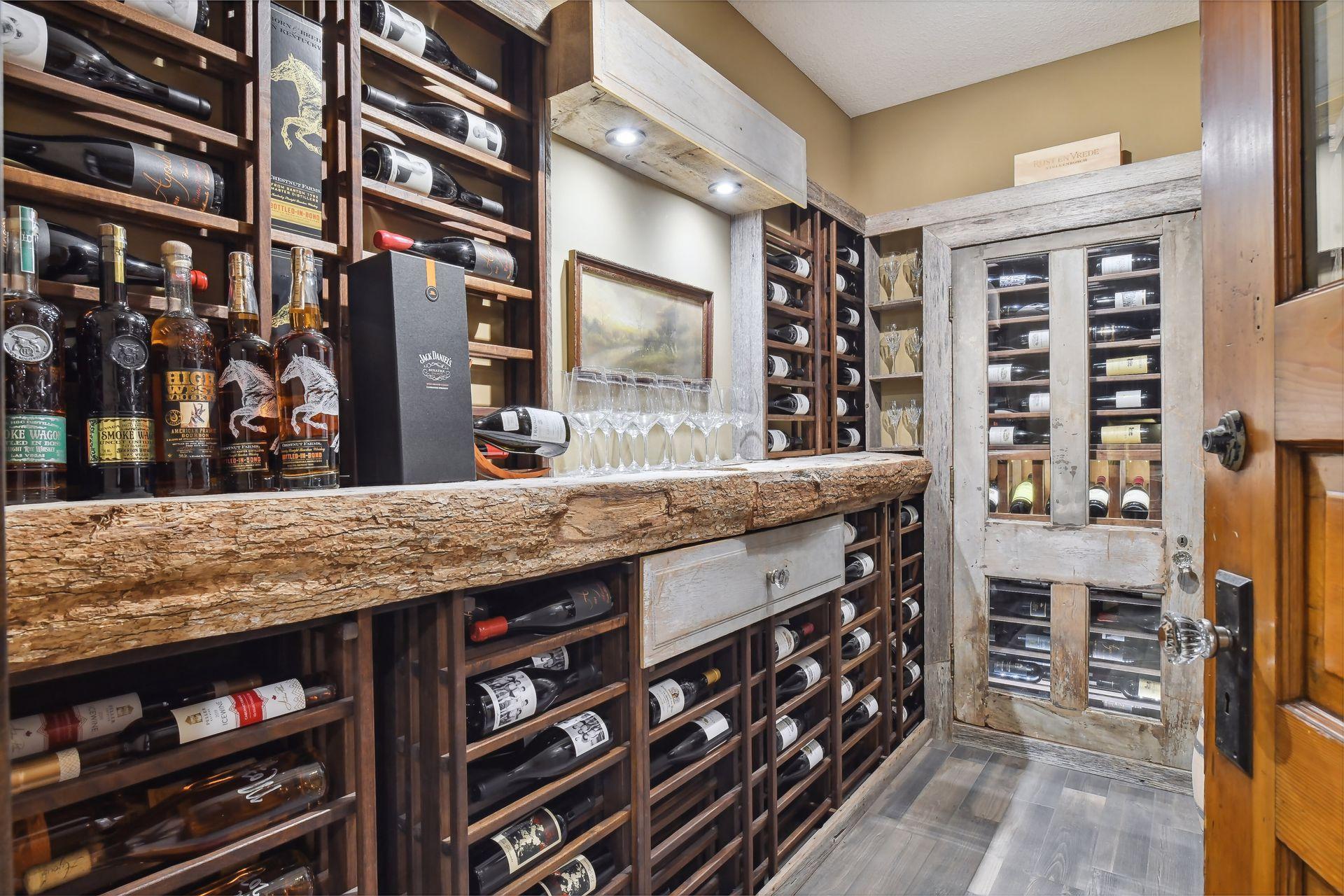 Beautiful wine room with historic finishes