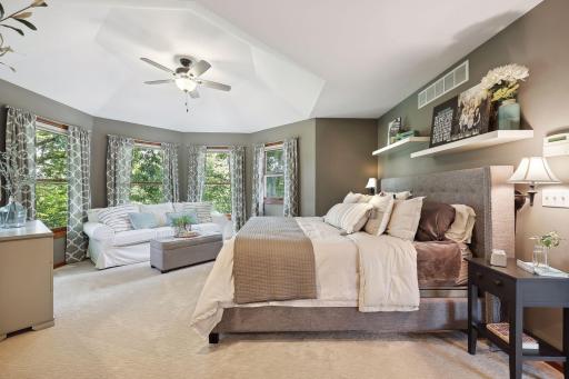 Huge master suite with sitting area, gas fireplace. Wake up to sunrise every morning