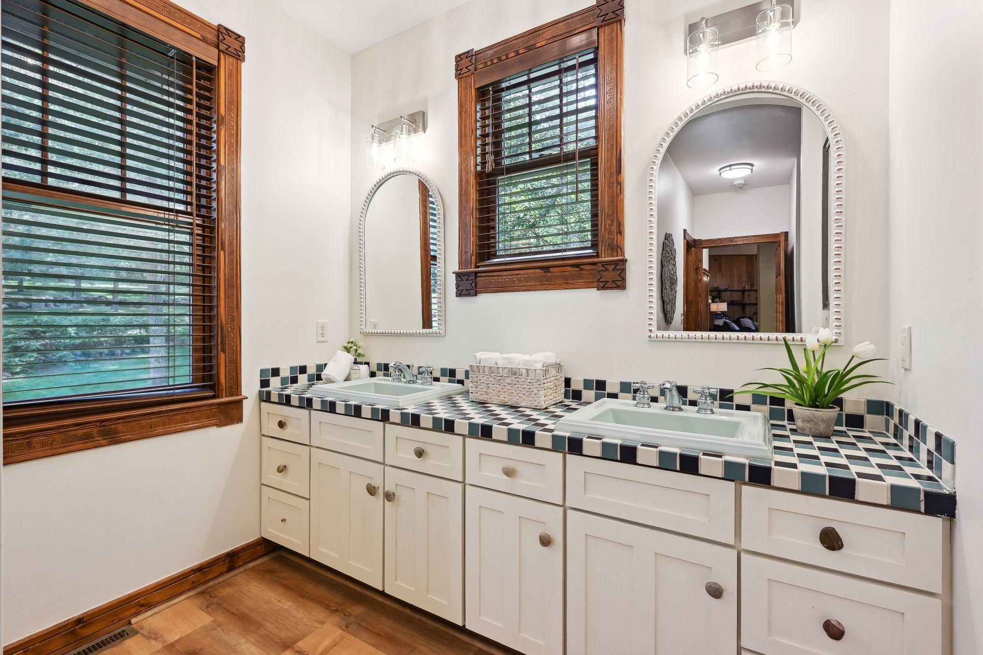 New flooring and a fresh paint make this bathroom clean and crisp.