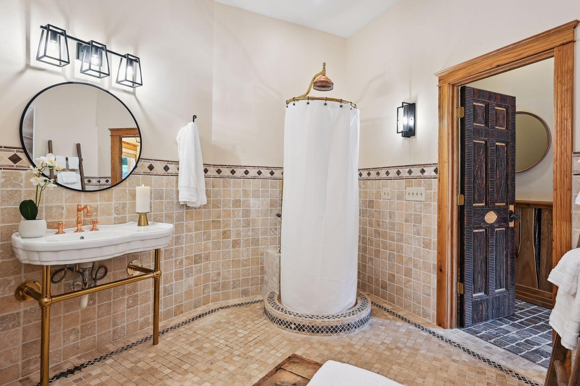 The rain shower and spa bathroom are a guest favorite.