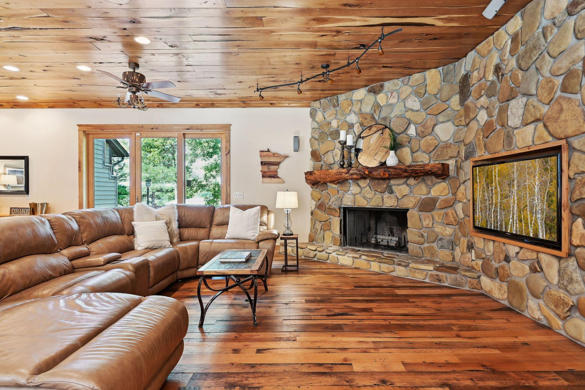 Step through the oversized doors to the lakeside patio.