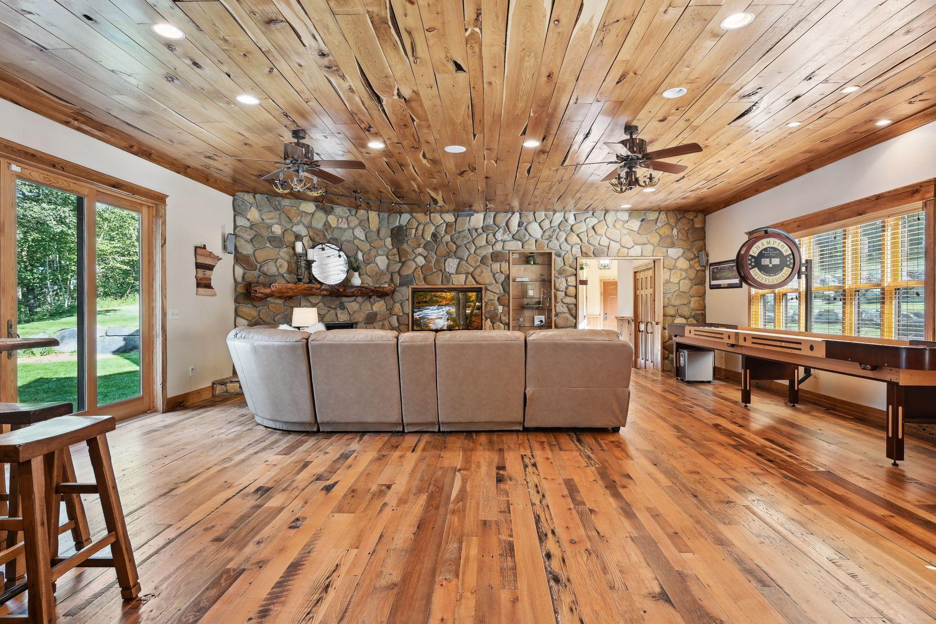 Shuffleboard tournaments are a must at the end of the day on the lake! Surround sound speakers make movie nights fun too.