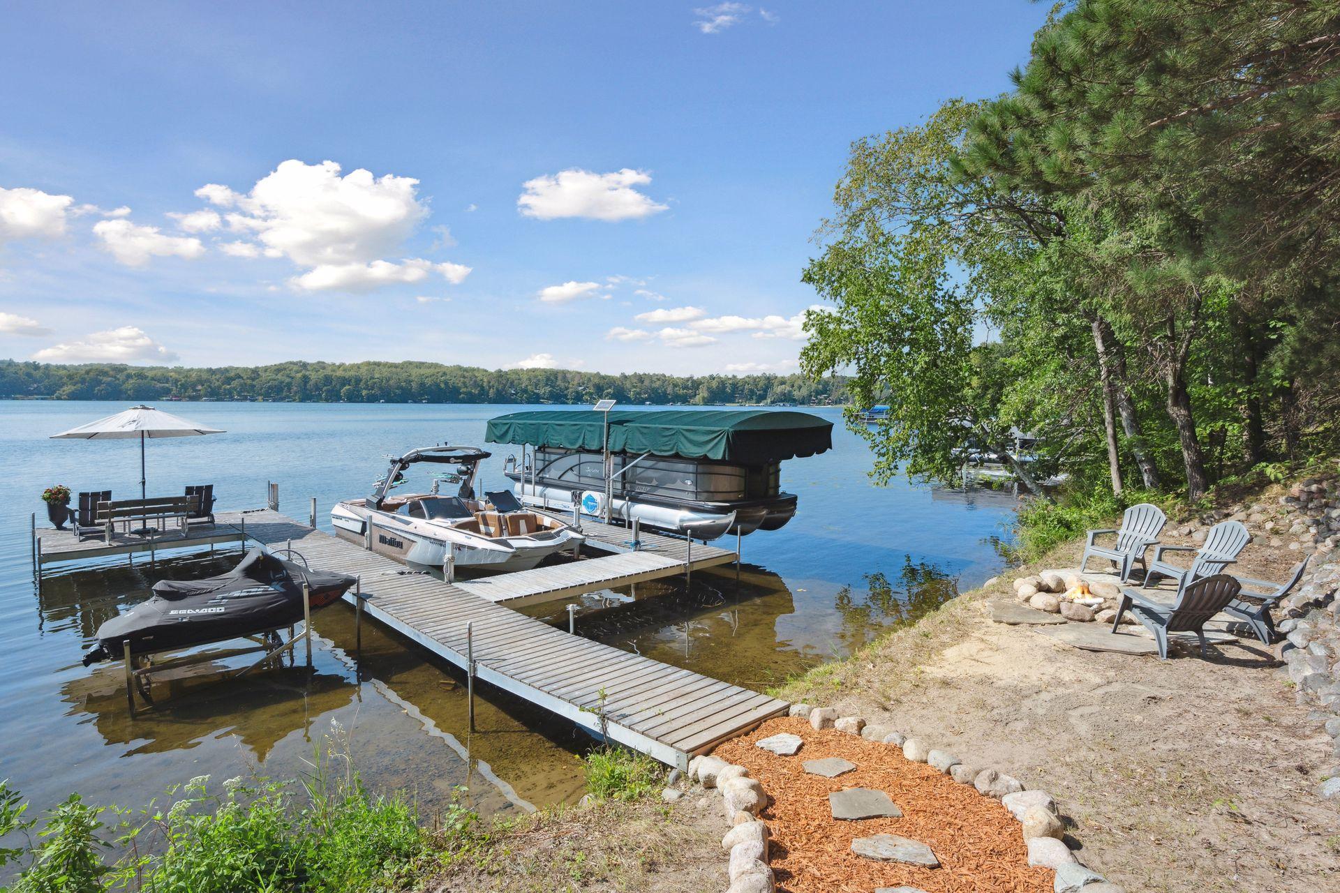 Clear weed free waters await as you run and jump off the dock. The depth is 15 feet right off the dock which makes the water perfect for swimming and floating.