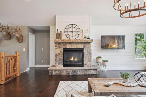 Gas fireplace warms the heart of the home