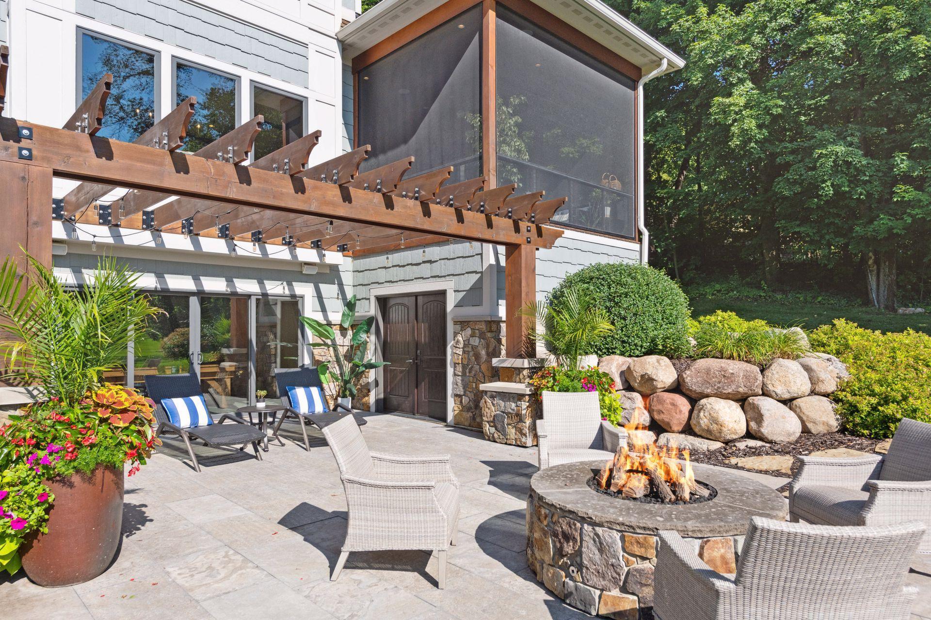 Lutron app controls zone temperatures and exterior lighting and firepit