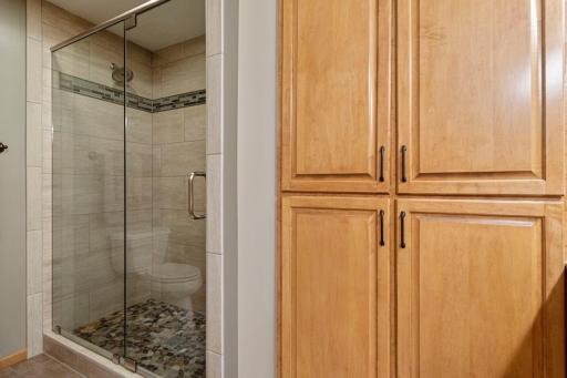 Custom tile and stone shower.