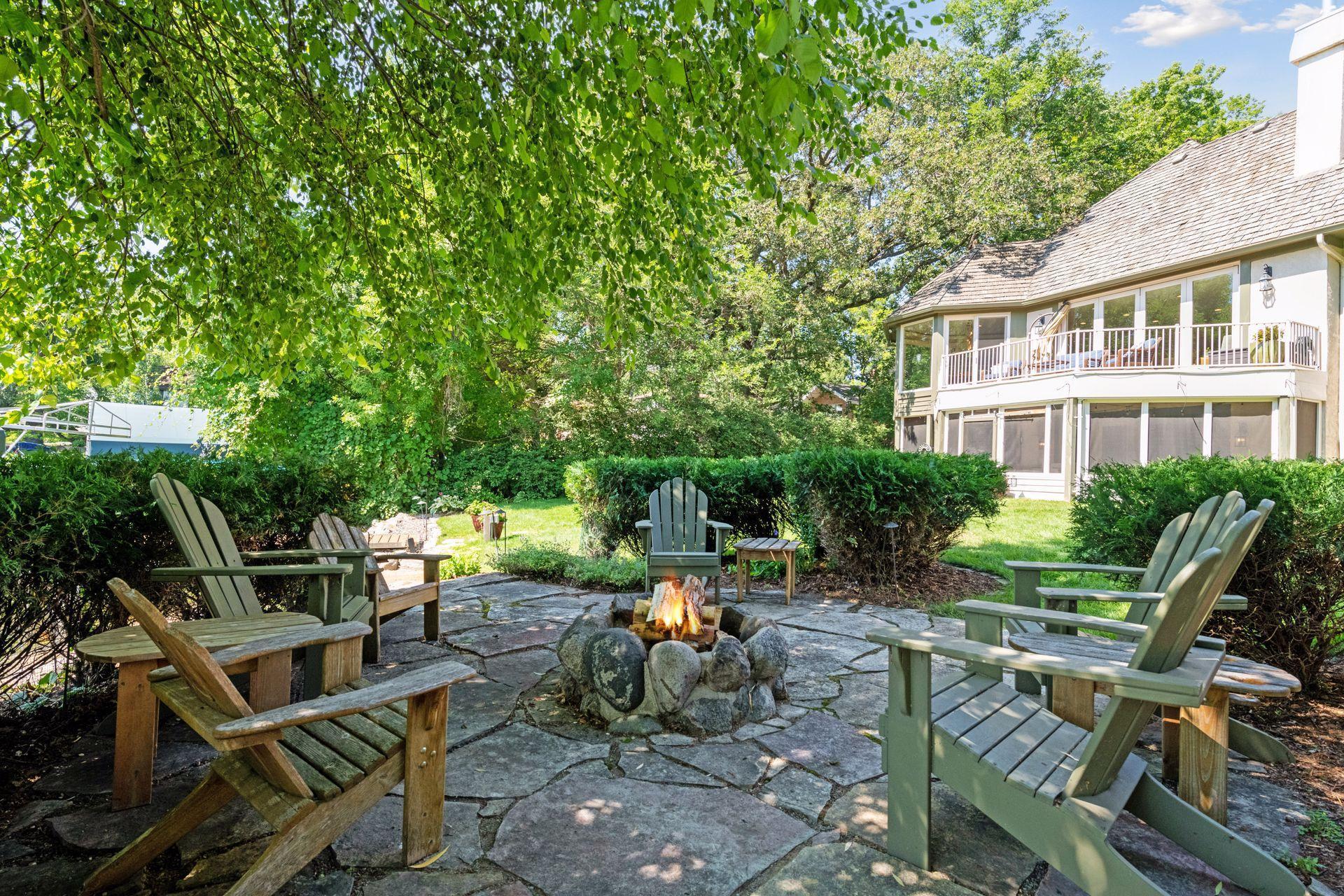 Stone fire place and patio