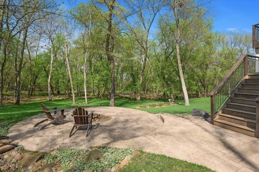 Stamped & stained concrete patio and fire pit!
