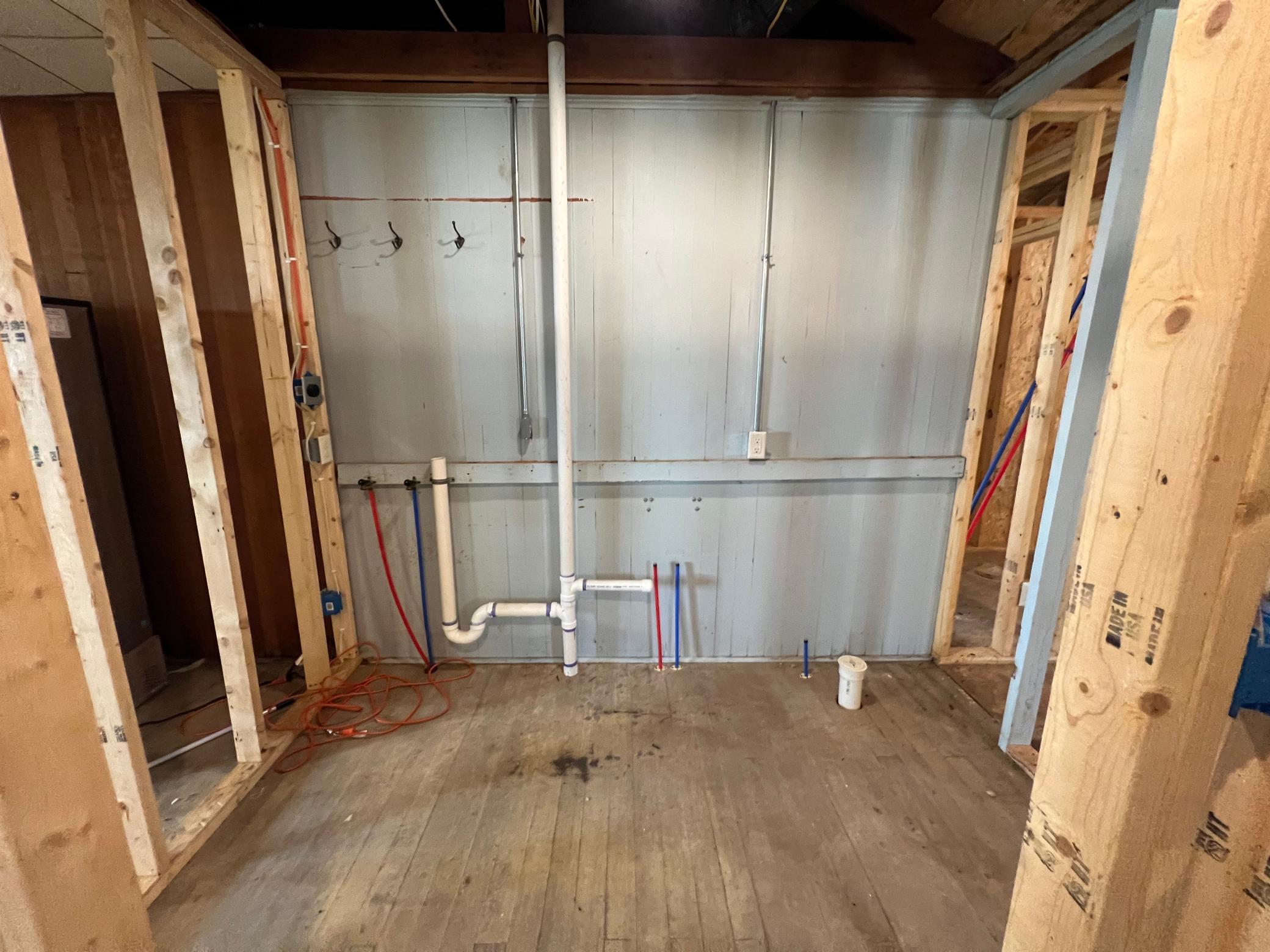 14 Plumbing rough in for laundry, shower and bathrooms.JPG