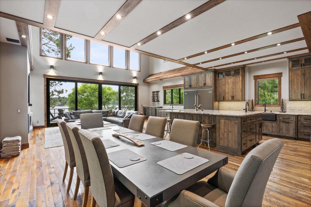 The Dinning room has room for a large kitchen table with a beautiful lake view.