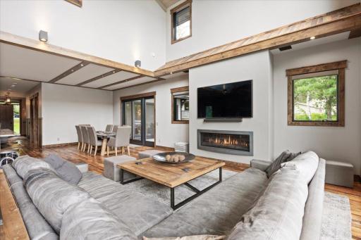 The 60" Lineal Fireplace in the living room is a perfect way to warm up on chilly Minnesota mornings.