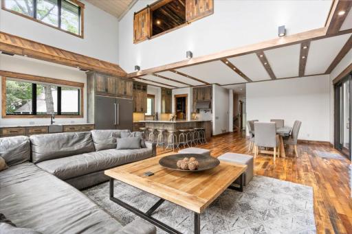 This open concept even opens up to the upper level loft!
