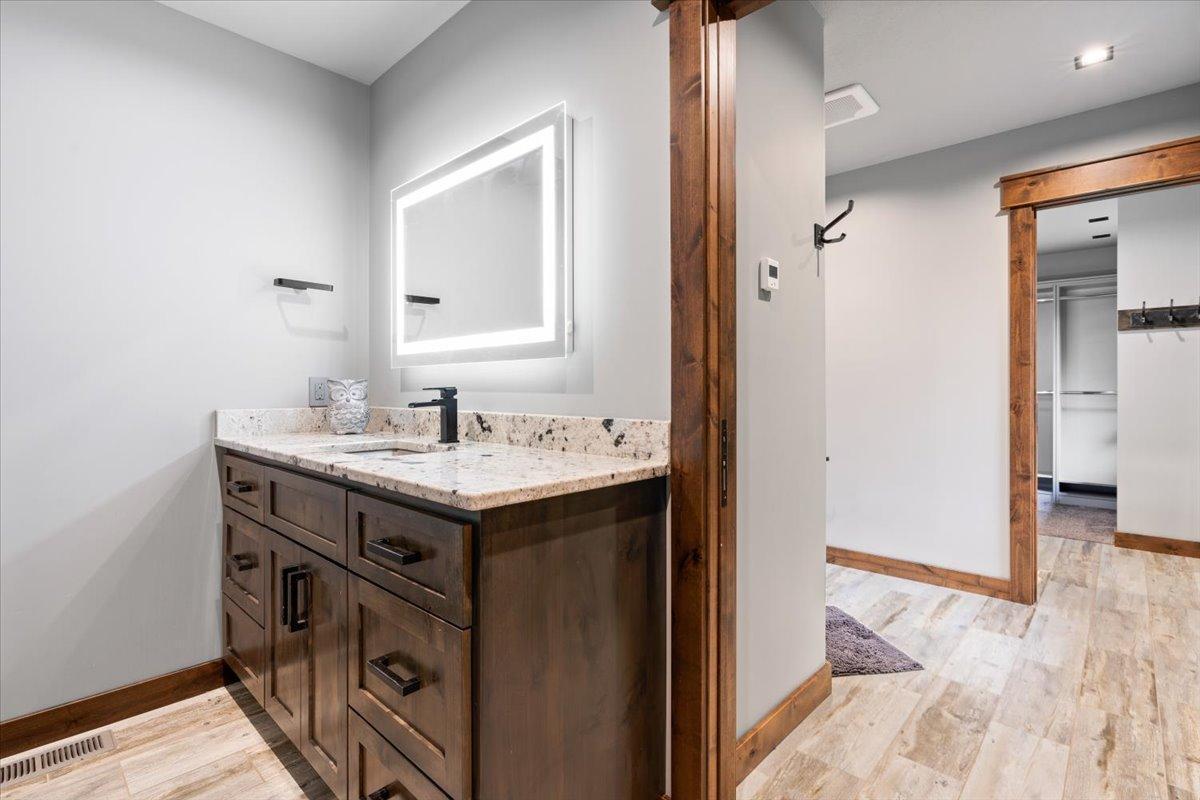 Jack and Jill bathroom shared by 2 upper level bedrooms.