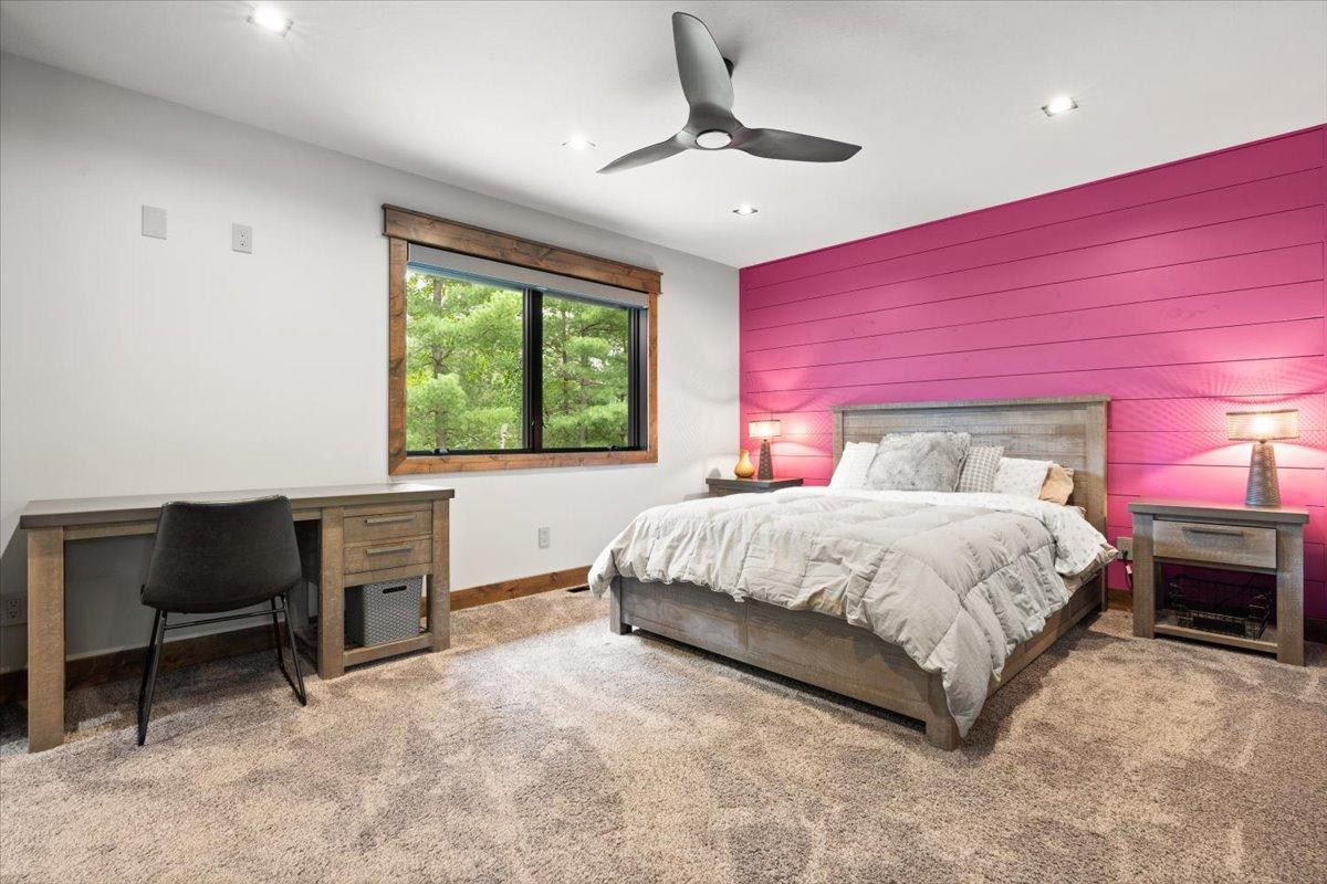 Custom accent walls in each upper level bedroom.