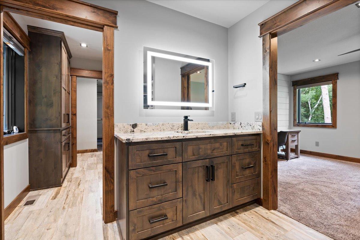 Jack and Jill bathroom shared by 2 upper level bedrooms.
