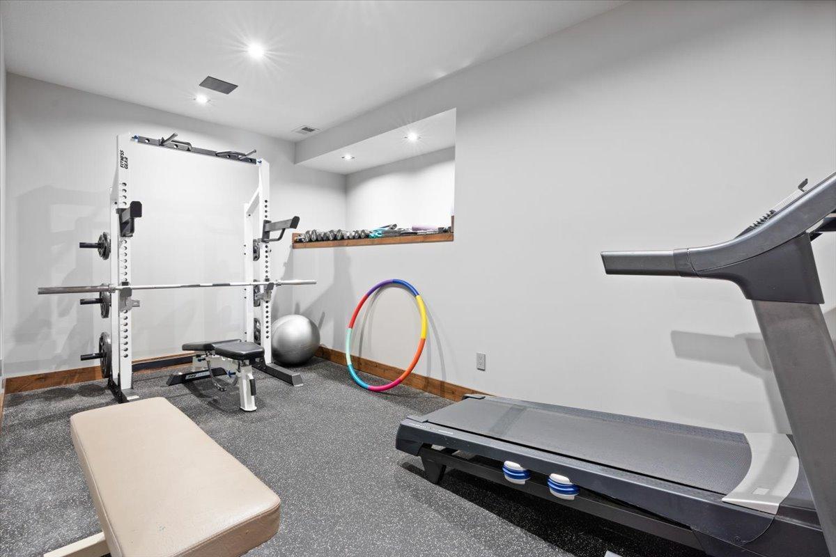 Exercise room on the lower level.
