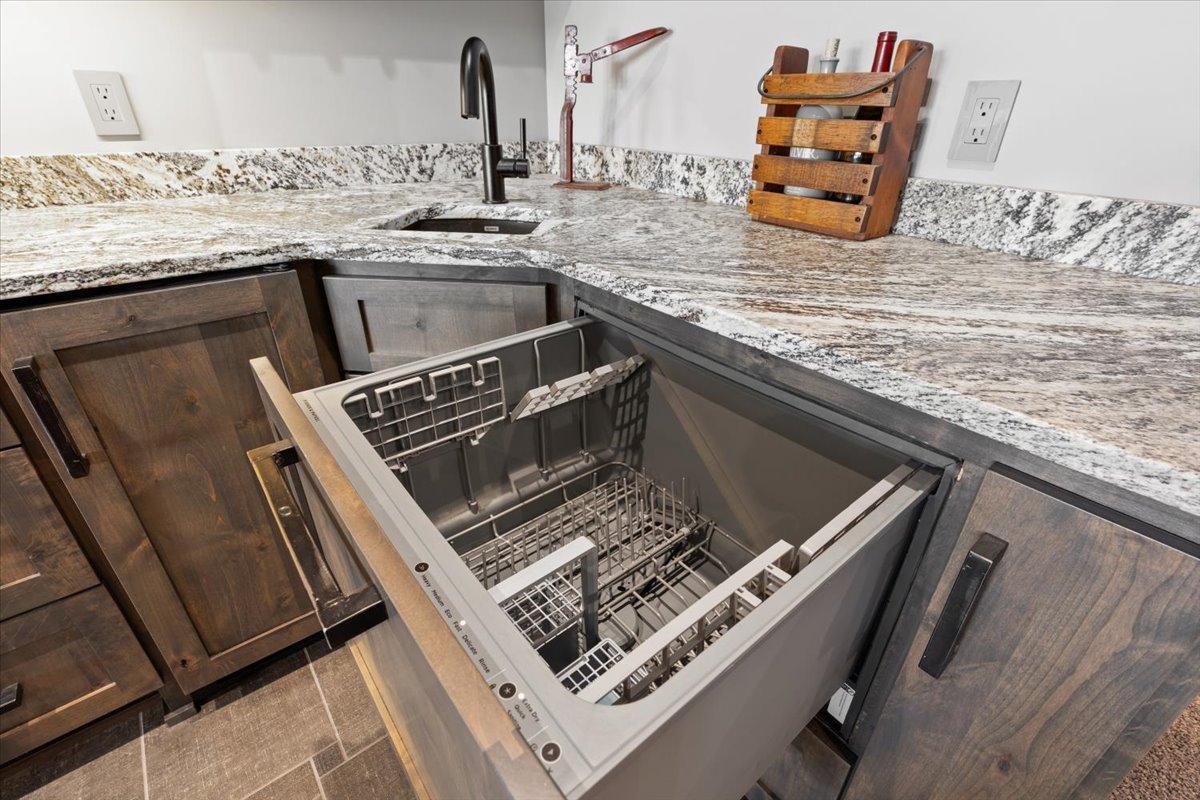 Dishwasher in the basement wet bar.
