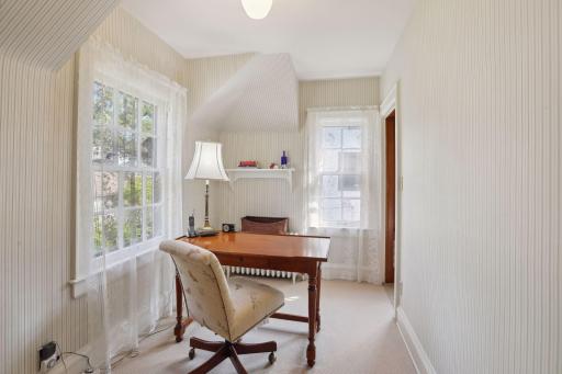 4th bedroom was originally designed as a nanny suite. Separate access from the back staircase from the kitchen and a small hallway with built-in closet. 3/4 bath is adjacent and accessible from this room.
