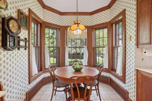 Charming breakfast area with pretty garden views.