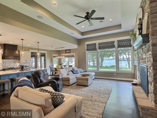 Another view of the living room. Sugar Lake is certainly a feature in this home, custom built to showcase the views of the lake.