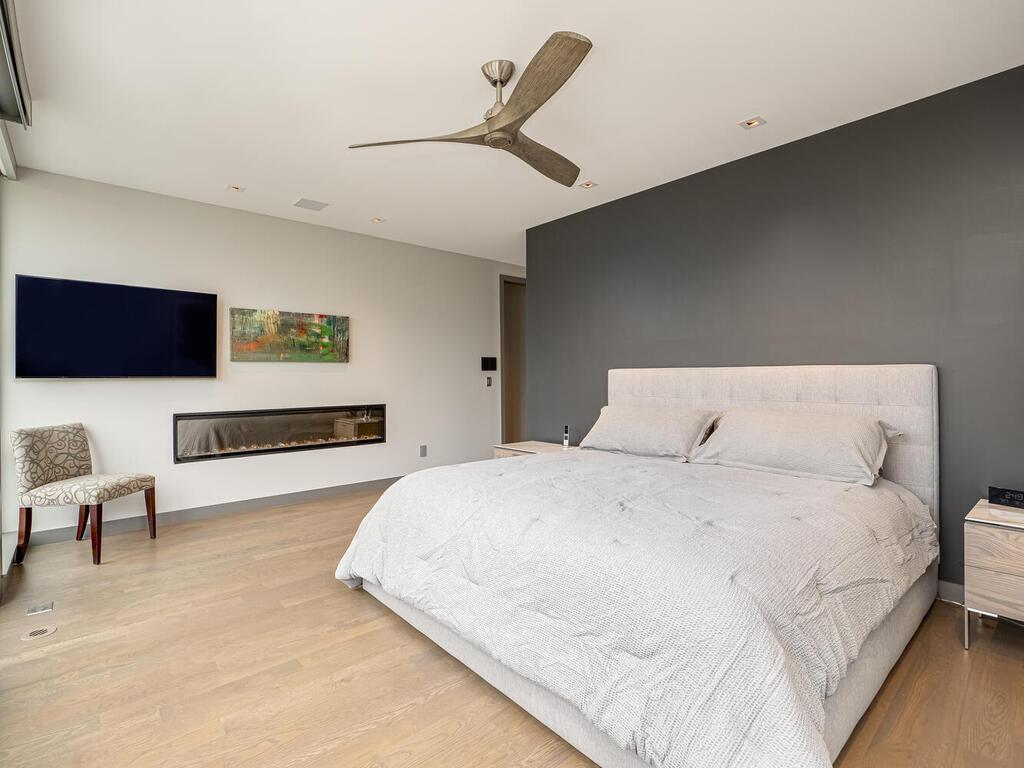 Primary Bedroom has electric fireplace