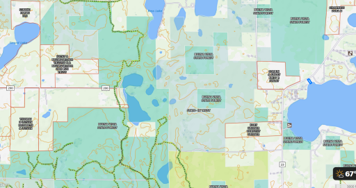 Area map of State Forest and trail network