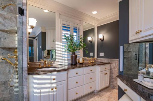 luxurious primary bath with heated floors