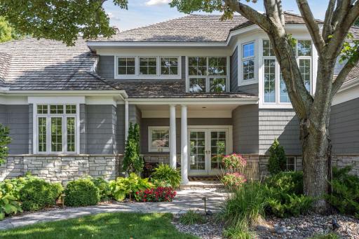 Classic Chilton stone and cedar shake exterior.