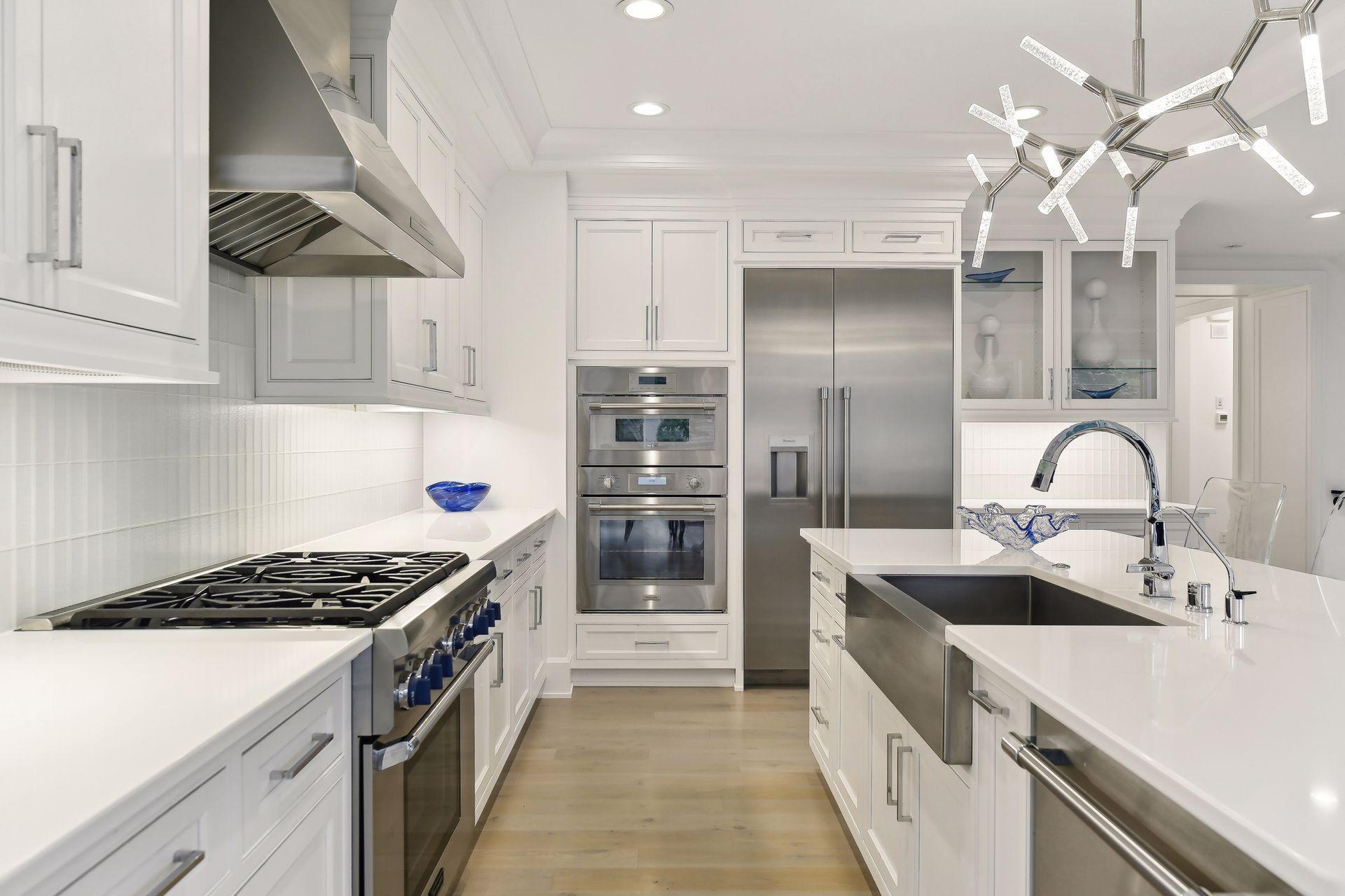 Kitchen with stainless steel appliances