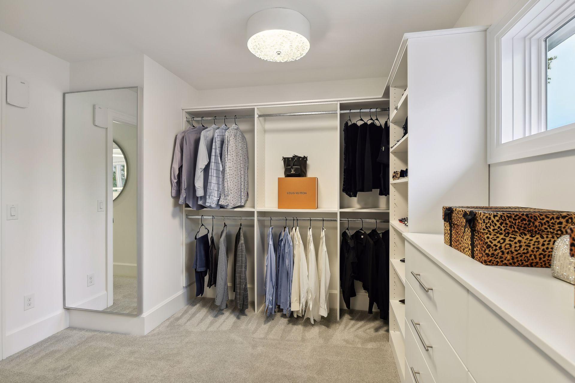 Walk-in closet in the master bedroom