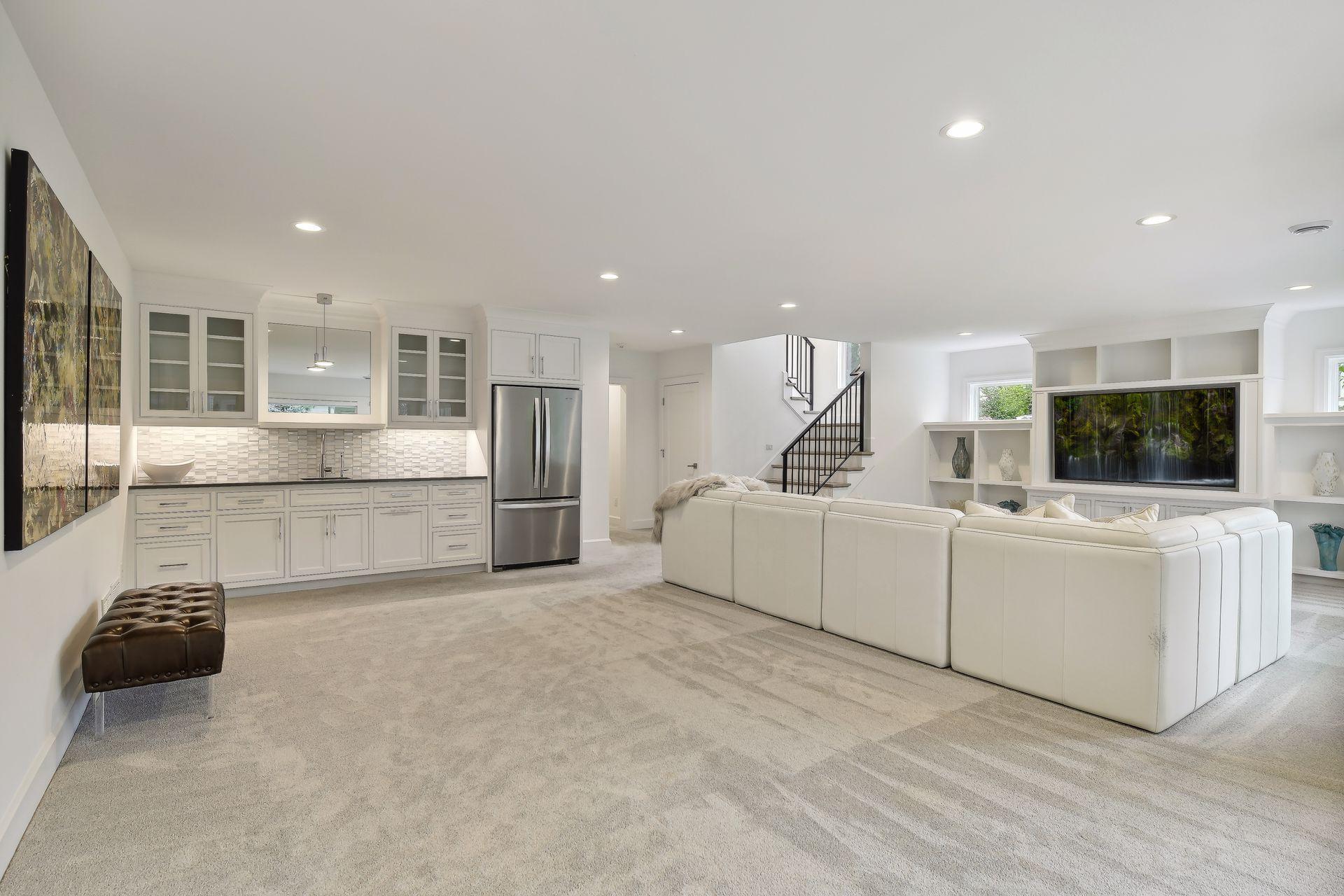 Wet bar/refrigerator in lower level