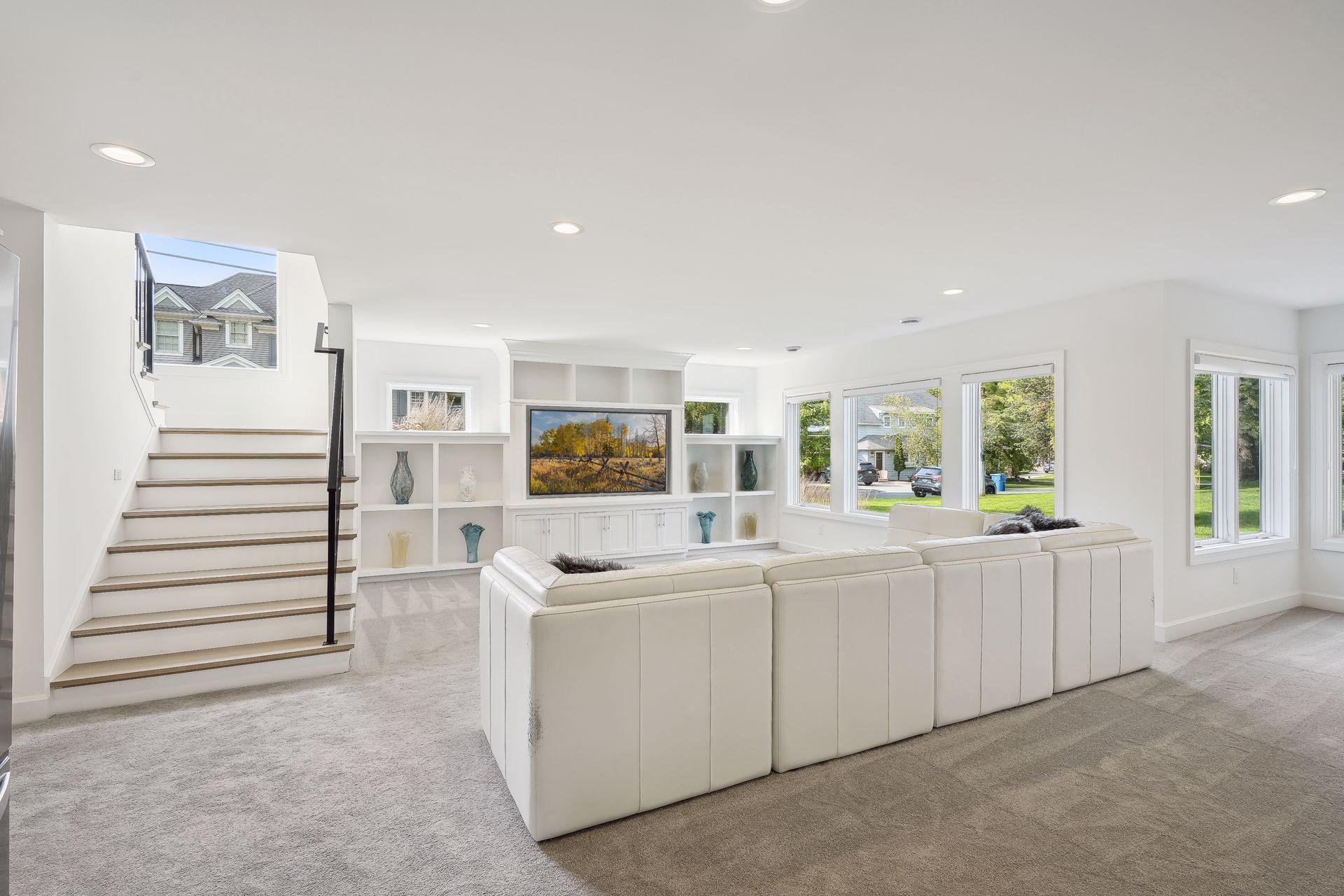 Family room in the lower level