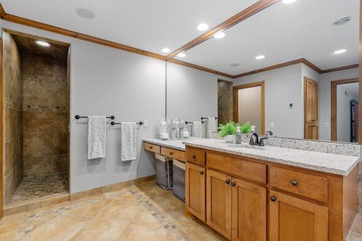 Ceramic tile floors w/ radiant in-floor heating, crown molding throughout and private room for toilet