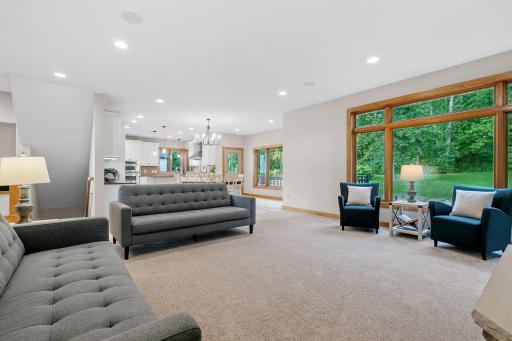 Large windows w/ property views and open layout to Kitchen