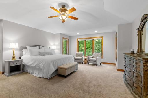 Panoramic views of the pool and property in the Master Suite