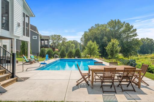 Several outdoor spaces to take in the scenic views. Covered patio area providing shade and a perfect spot for outdoor dining or lounging.