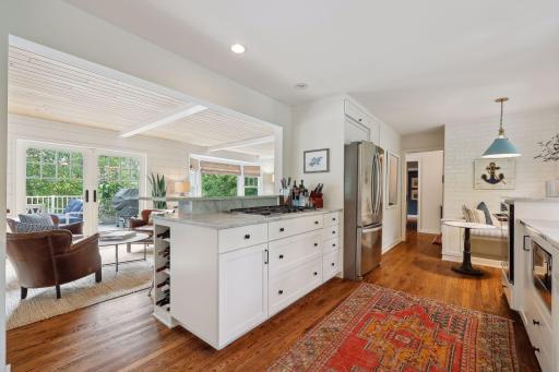 Open kitchen with great views and cabinetry.