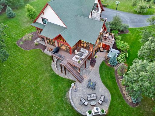Aerial view of outdoor entertainment space