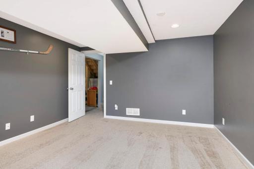 The fourth bedroom is located in the lowest level. You'll love the huge walk-in closet for some extra storage.