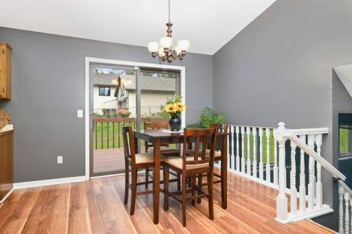 The convenient main level walkout to the freshly painted 14x12 deck.