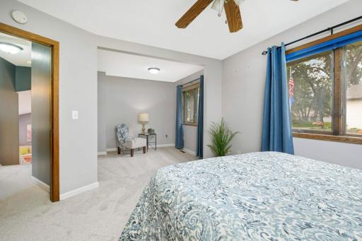 The main bedroom is located on the upper level.