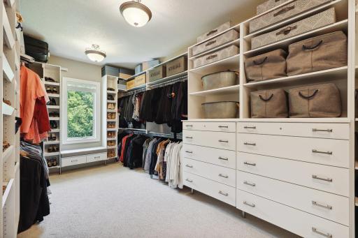 Photo for 16655 32nd Avenue N, Plymouth, MN 55447 - Listing #6430181 Master closet is right out of a Hollywood dream! Bench with shoe storage, additional shoe storage and boot racks, tons of drawer storage for jewelry and other niceties, and plenty of hanging space and shelving. There is even a refrigerator!