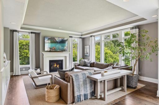 Photo for 16655 32nd Avenue N, Plymouth, MN 55447 - Listing #6430181 Main level family room is anchored by a beautiful gas fireplace. Additional cabinet storage offers space for storage. Crown moldings offer a finished look.