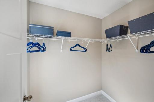 The owner's suite features an incredible walk-in closet. (Photo of decorated model, actual home's finishes may vary slightly)