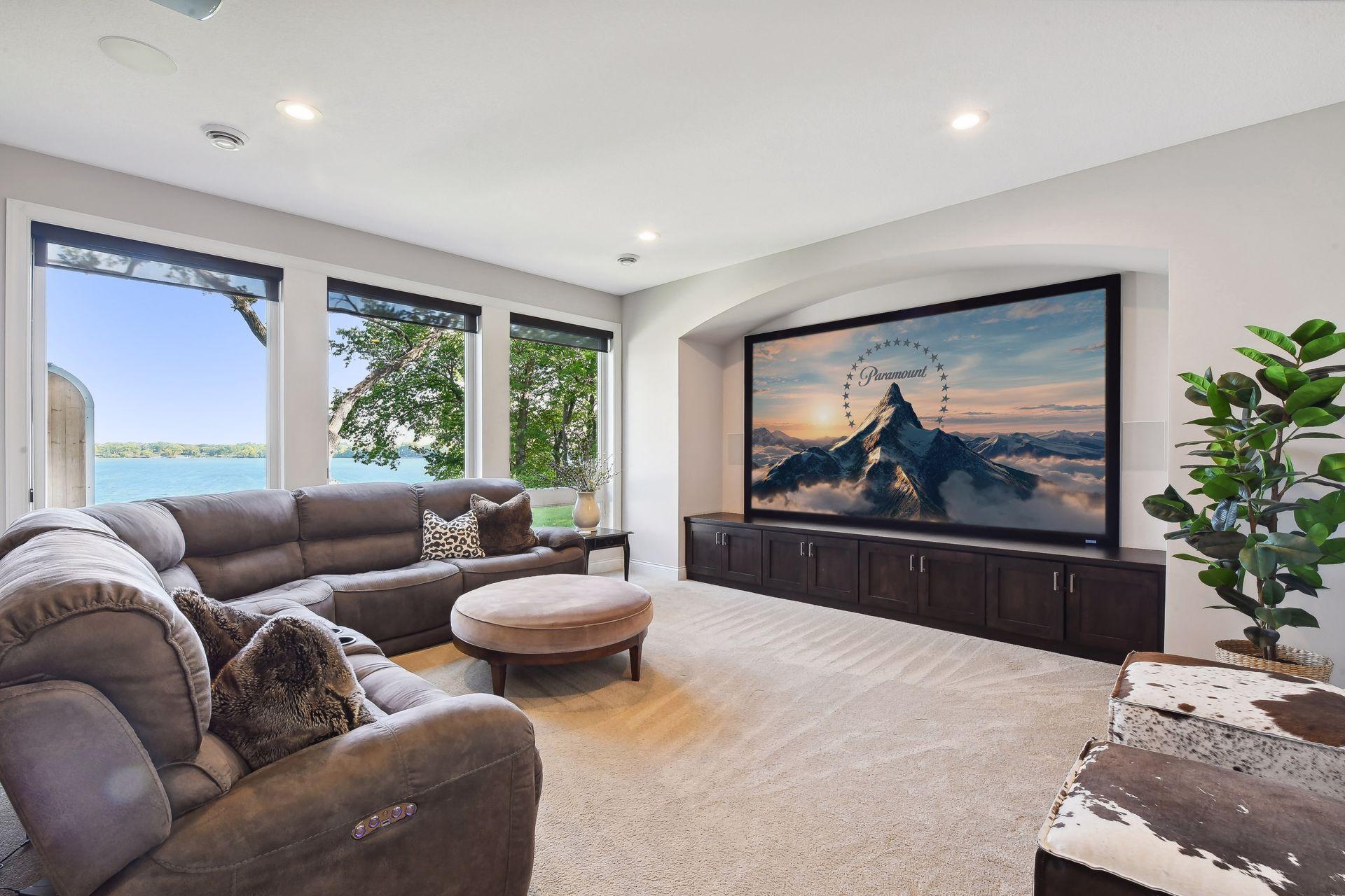 The family room has been wired for 5.1 surround sound and offers built-in speakers for the ultimate audio experience.