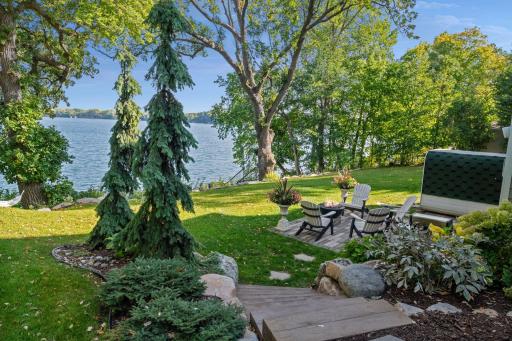 The large, level backyard is ready for your next soccer game.