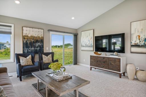 A sliding glass door is located in the great room for a future deck or patio! *Photos are of a model home; actual features and colors will vary.